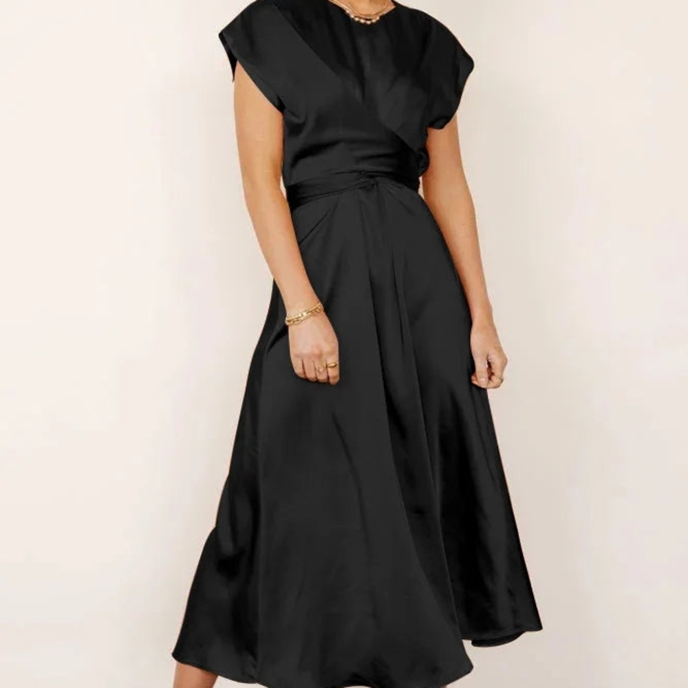 Elegant Black Satin Dress